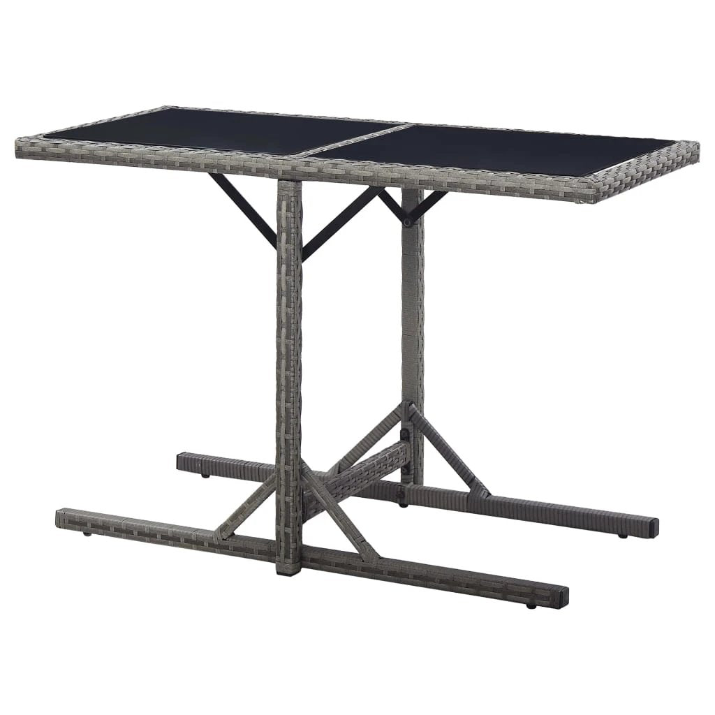vidaXL Garden Table Black 110x53x72 cm Glass and Poly Rattan by vidaXL