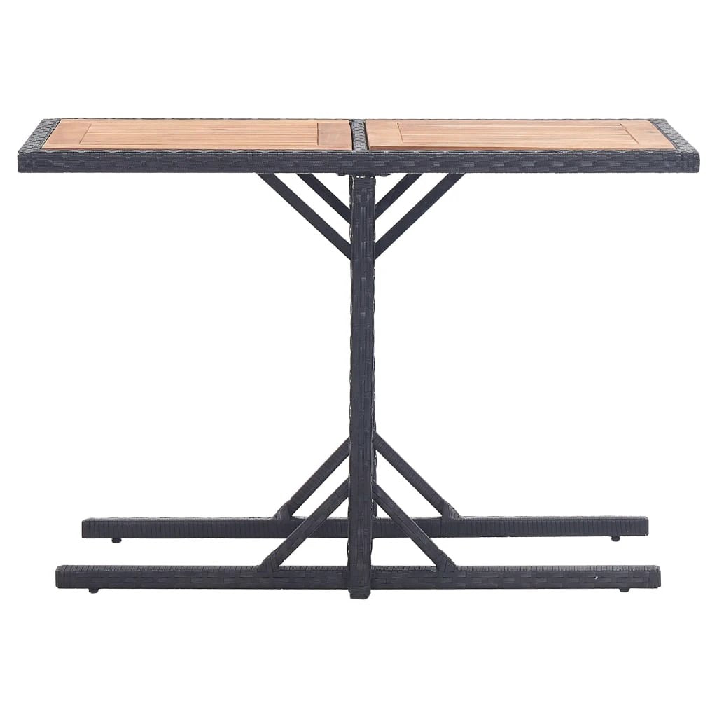 vidaXL Garden Table Black 110x53x72 cm Glass and Poly Rattan by vidaXL