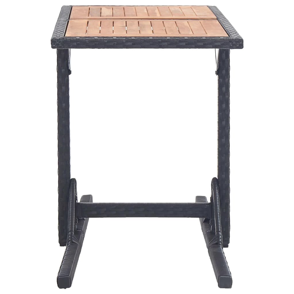 vidaXL Garden Table Black 110x53x72 cm Glass and Poly Rattan by vidaXL