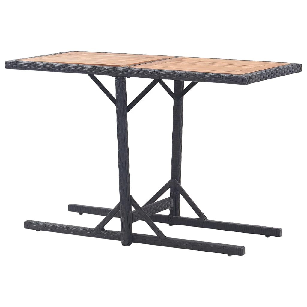vidaXL Garden Table Black 110x53x72 cm Glass and Poly Rattan by vidaXL