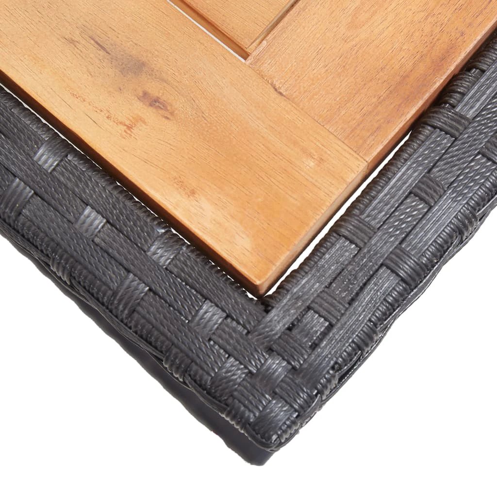 vidaXL Garden Table Black 110x53x72 cm Glass and Poly Rattan by vidaXL
