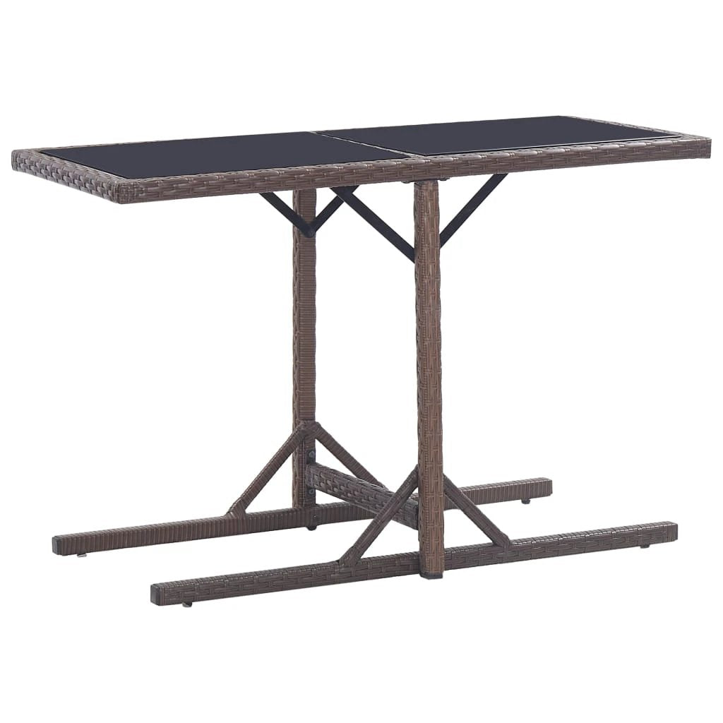 vidaXL vidaXL Garden Table Black 110x53x72 cm Glass and Poly Rattan - Garden Table