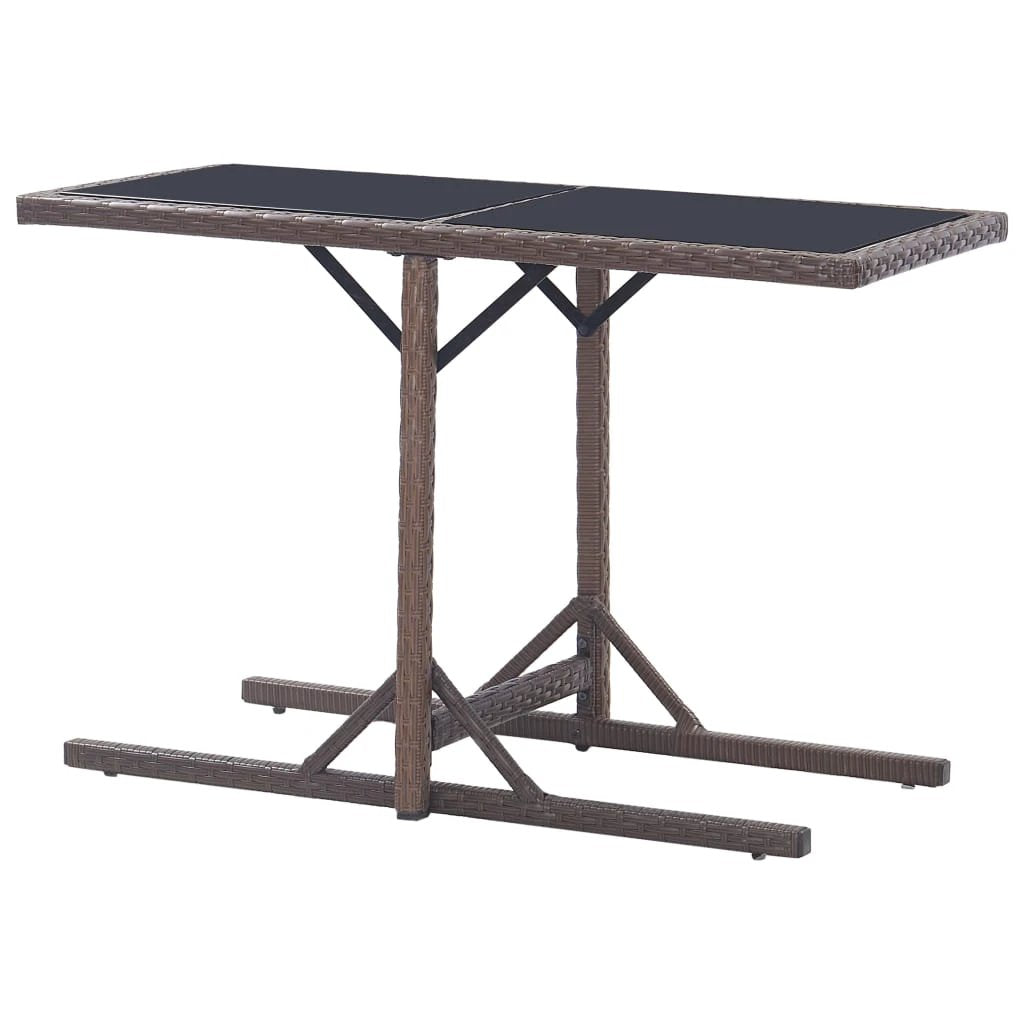 vidaXL vidaXL Garden Table Black 110x53x72 cm Glass and Poly Rattan - Garden Table