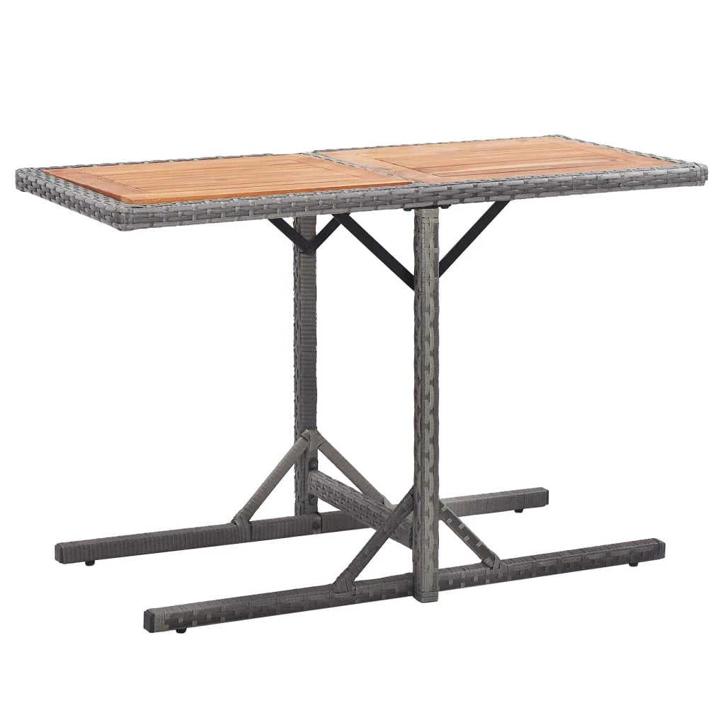 vidaXL Garden Table Black 110x53x72 cm Glass and Poly Rattan by vidaXL