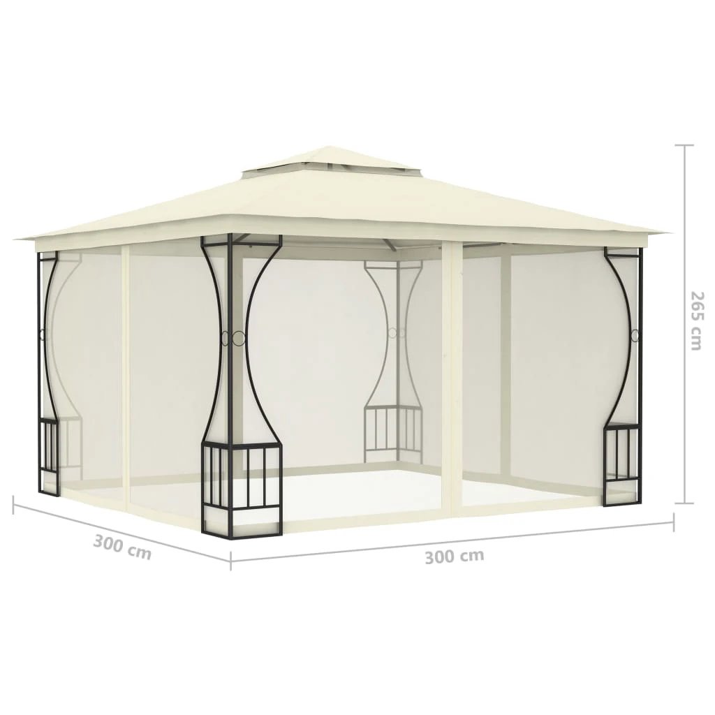 vidaXL vidaXL Gazebo with Nets 300x400x265 cm Cream - Gazebos