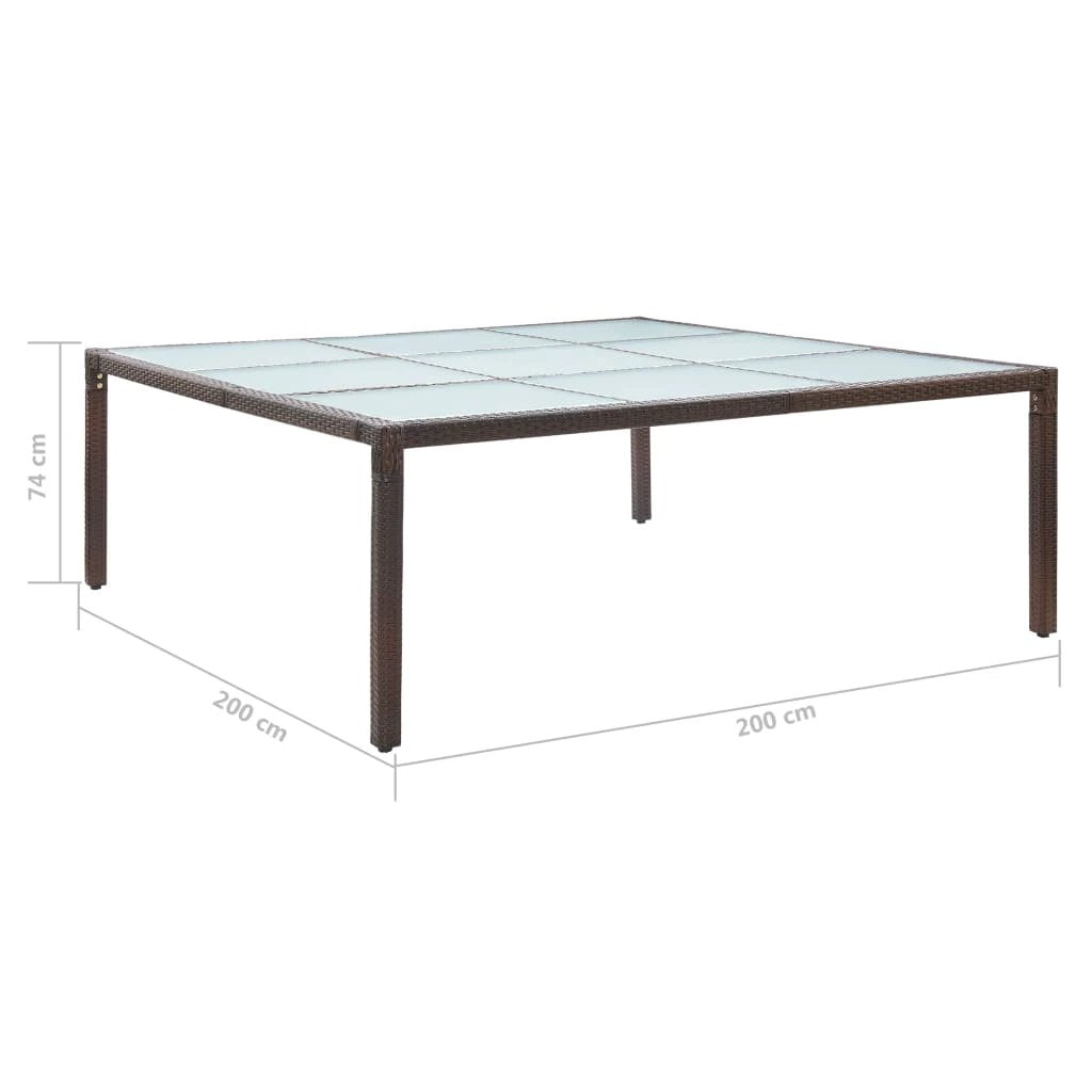 vidaXL vidaXL Garden Dining Table Brown 200x200x74 cm Poly Rattan - Uncategorized Garden Table