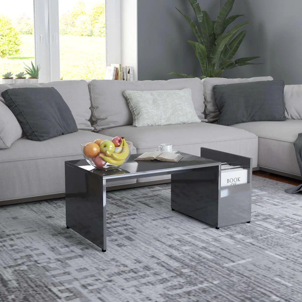 vidaXL VidaXL Coffee Table 90x45x35 Cm White Engineered Wood Openwork Geometric Design With Storage For Modern Living Rooms - Coffee Table