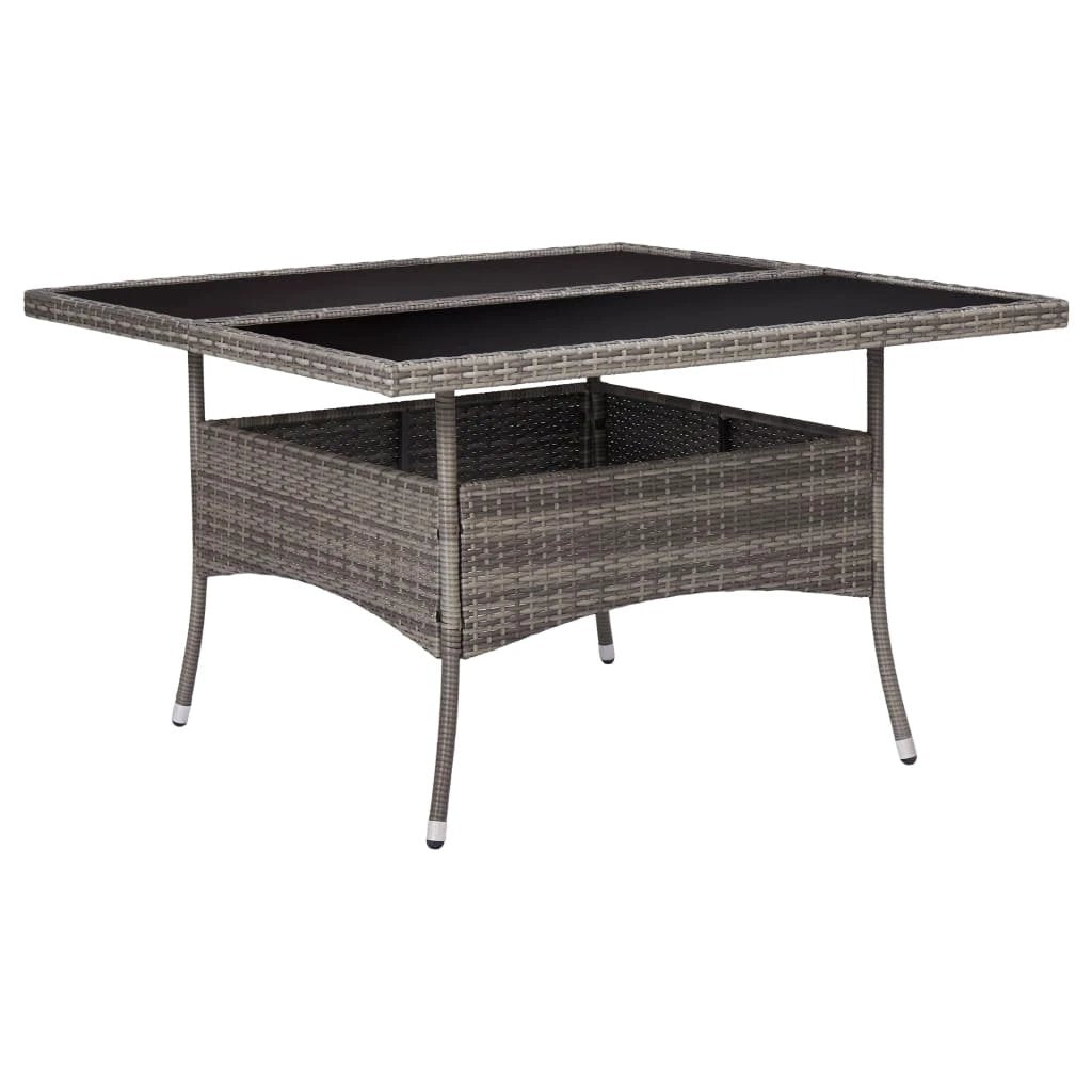 vidaXL vidaXL Outdoor Dining Table Black Poly Rattan and Solid Acacia Wood - Garden Table