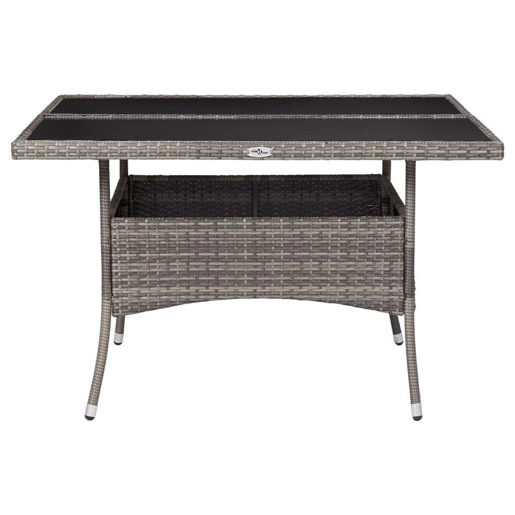 vidaXL vidaXL Outdoor Dining Table Black Poly Rattan and Solid Acacia Wood - Garden Table
