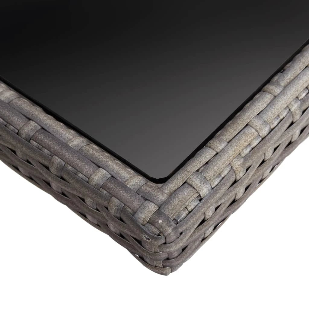 vidaXL vidaXL Outdoor Dining Table Black Poly Rattan and Solid Acacia Wood - Garden Table