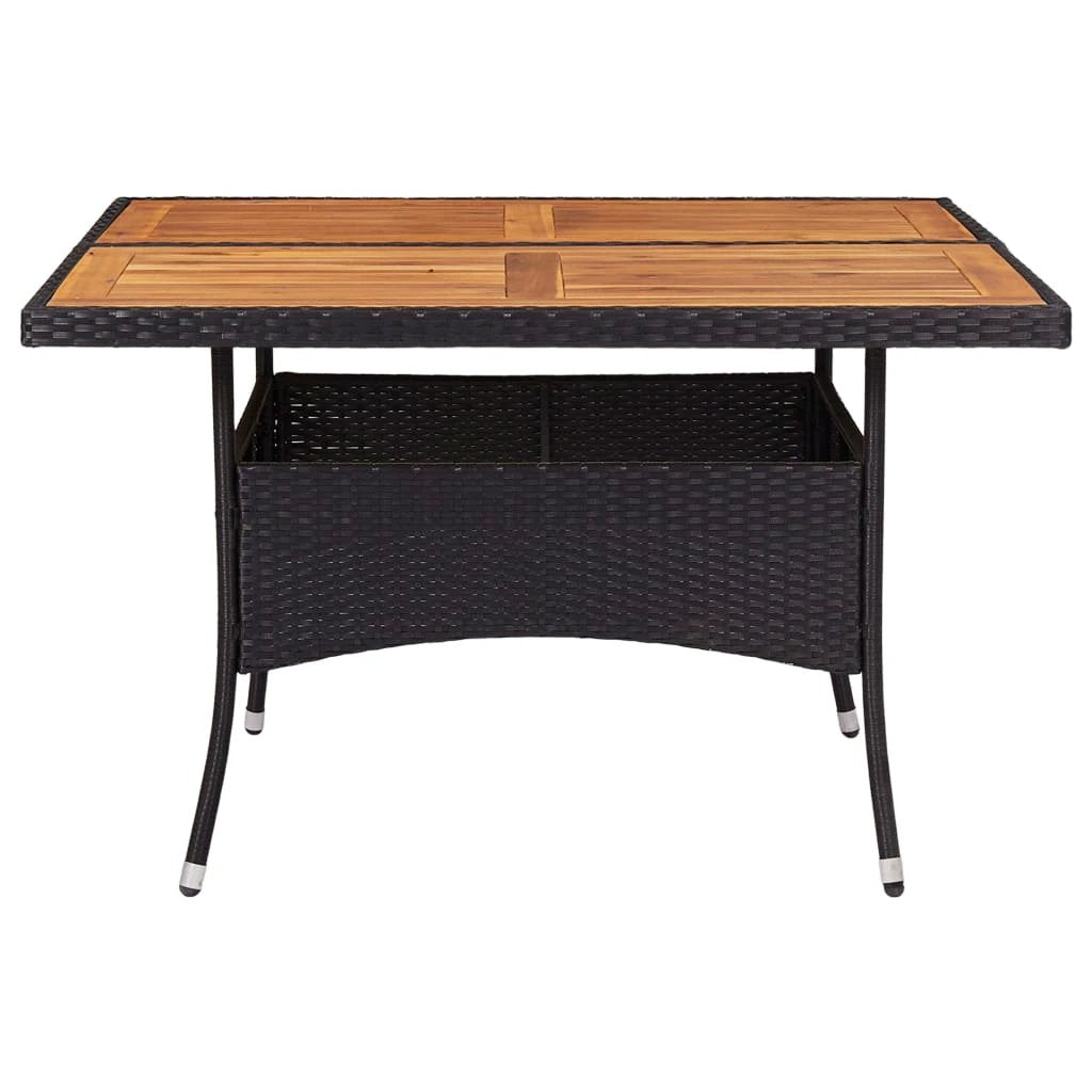vidaXL Outdoor Dining Table Black Poly Rattan and Solid Acacia Wood by vidaXL