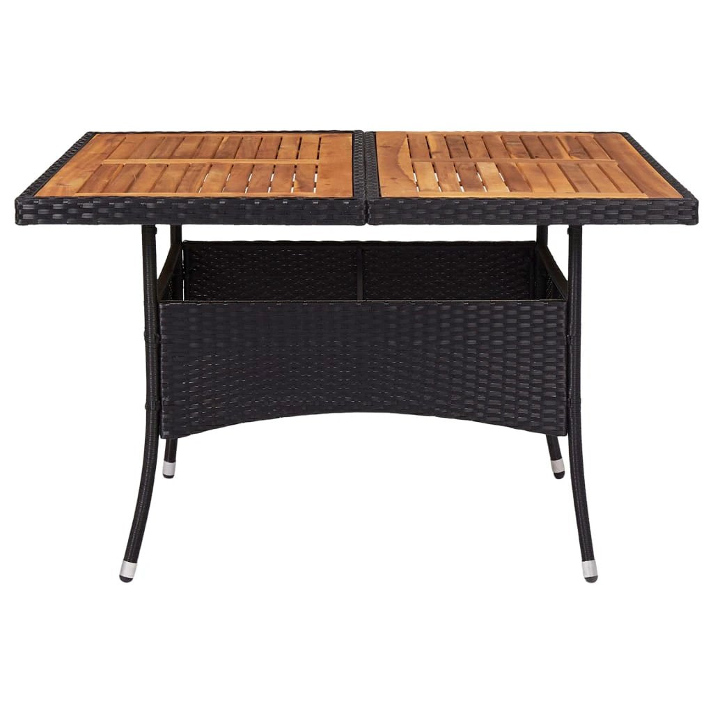 vidaXL Outdoor Dining Table Black Poly Rattan and Solid Acacia Wood by vidaXL