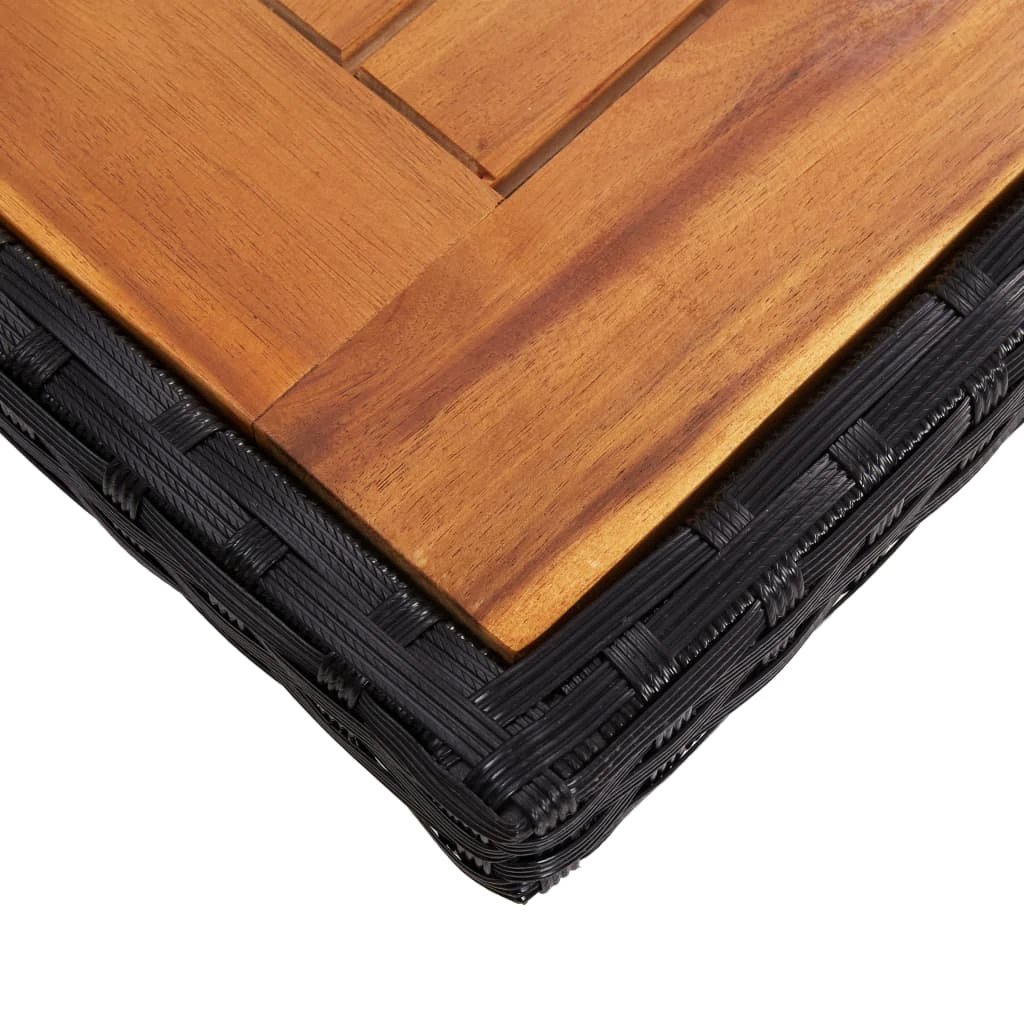 vidaXL Outdoor Dining Table Black Poly Rattan and Solid Acacia Wood by vidaXL