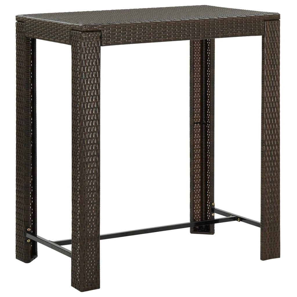 vidaXL Garden Bar Table Brown 60.5x60.5x110.5 cm Poly Rattan by vidaXL