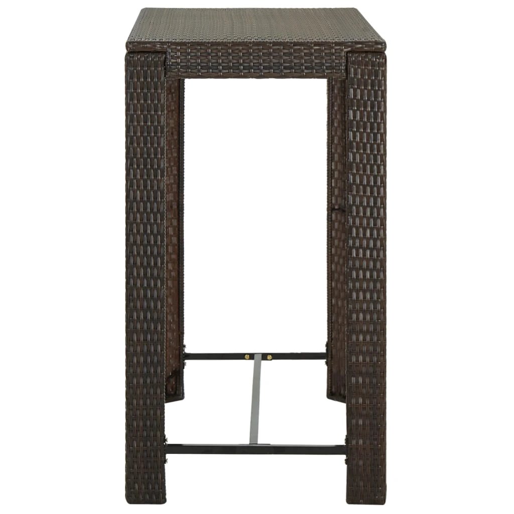 vidaXL Garden Bar Table Brown 60.5x60.5x110.5 cm Poly Rattan by vidaXL