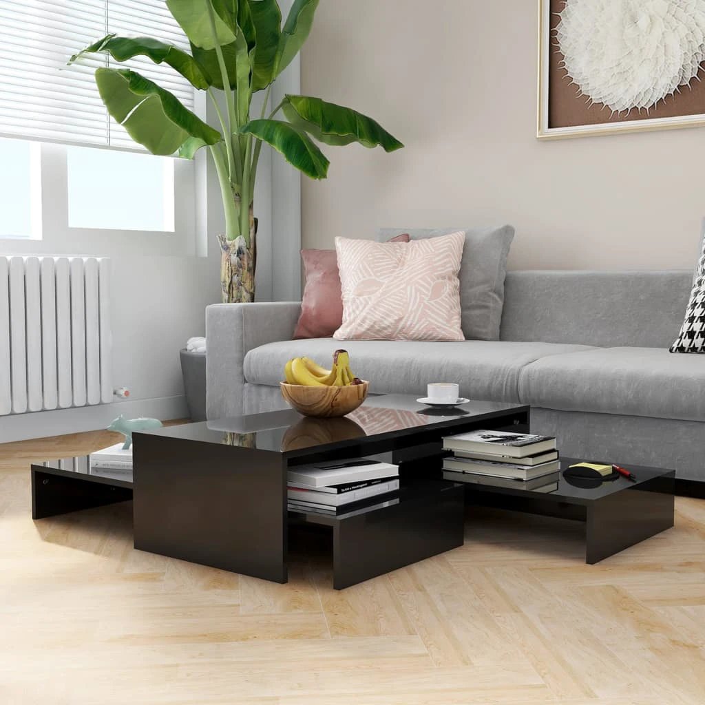 vidaXL Nesting Coffee Table Set 100x100x26.5 cm White Engineered Wood Durable Wide Tabletops For Living Room by vidaXL