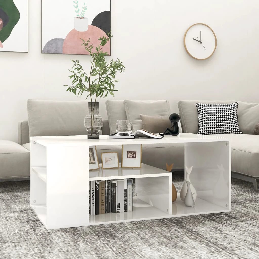 VidaXL Coffee Table 100x50x40 cm Engineered Wood Smoked Oak Open Shelf Living Room by vidaXL