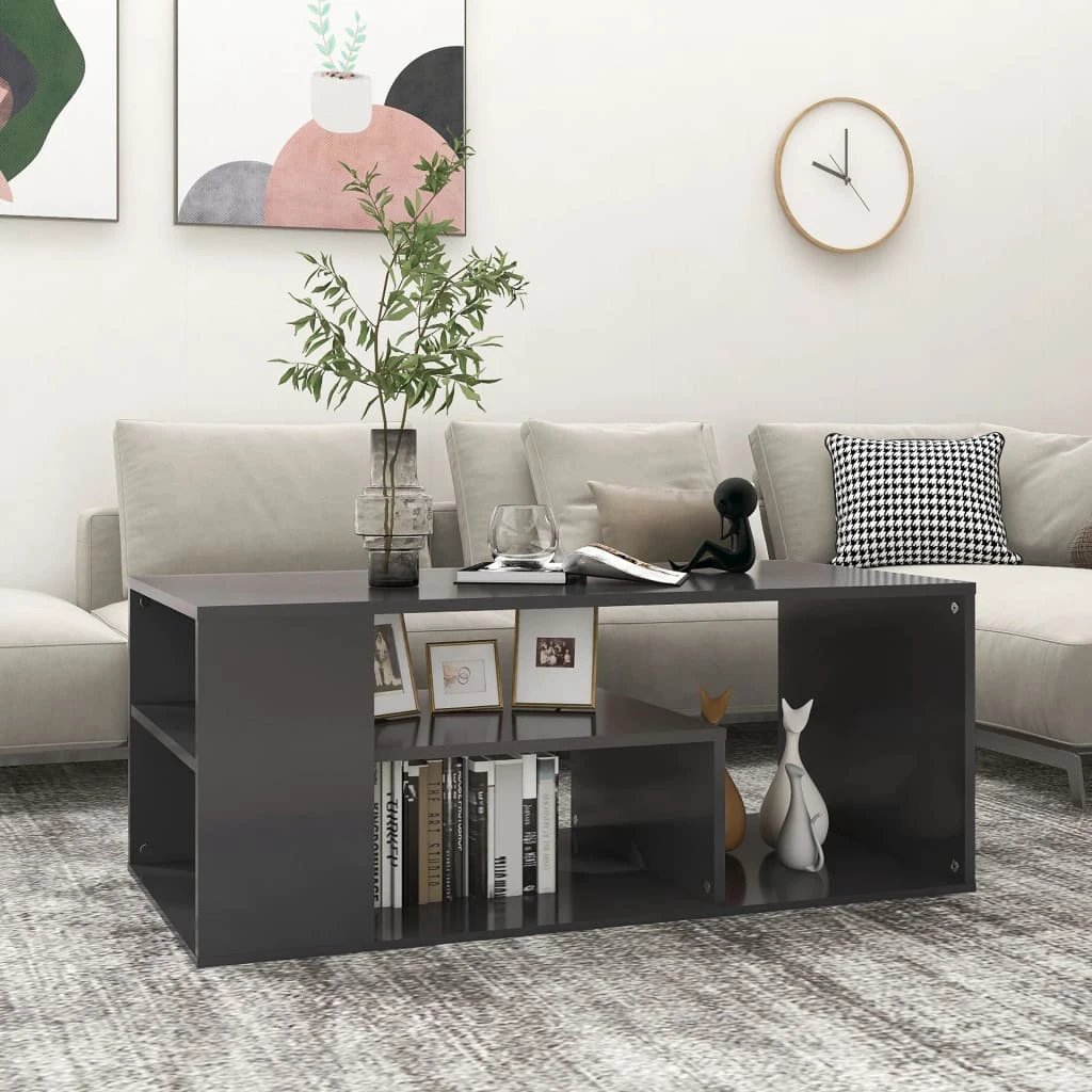 VidaXL Coffee Table 100x50x40 cm Engineered Wood Smoked Oak Open Shelf Living Room by vidaXL
