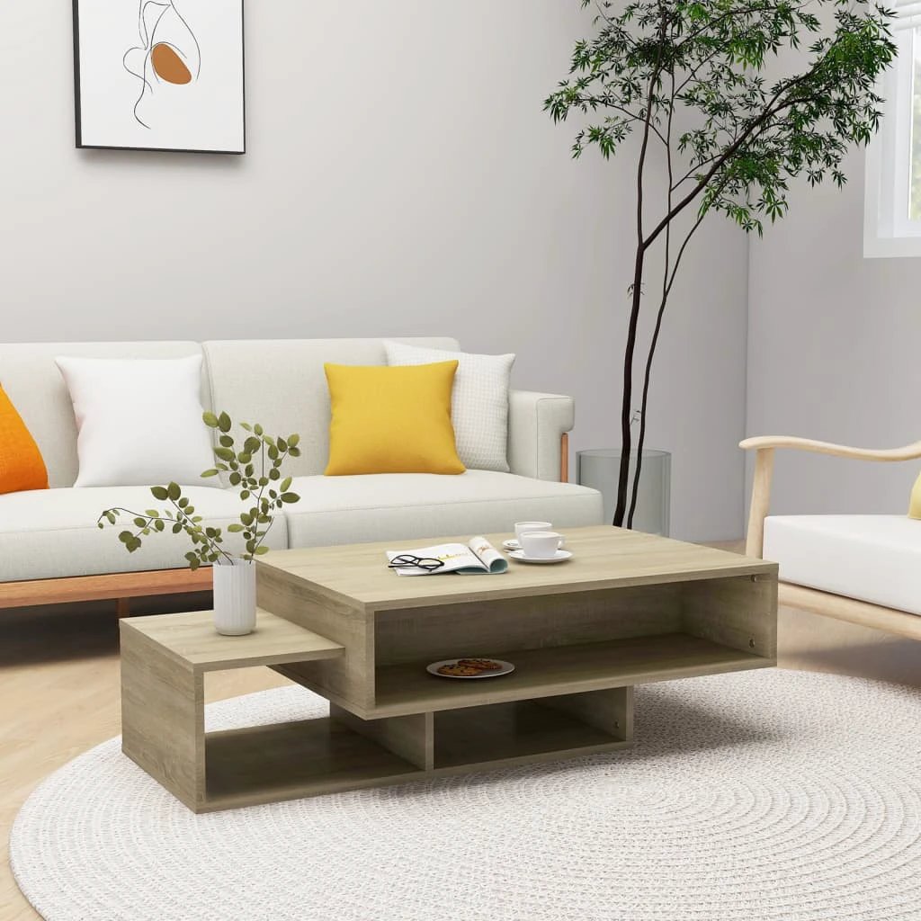 VidaXL Coffee Table 105x55x32 cm Smoked Oak Engineered Wood With Three Storage Compartments Living Room And Office by vidaXL