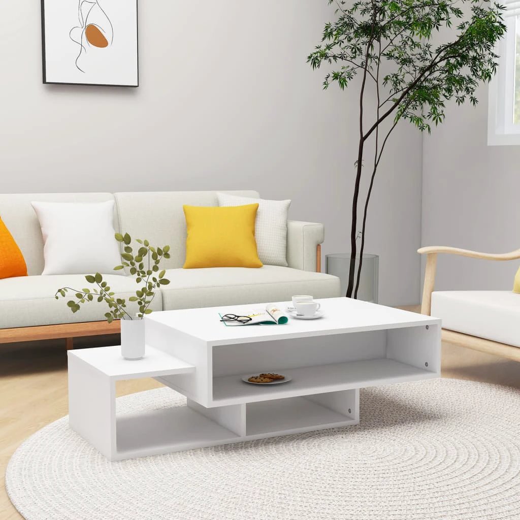 vidaXL VidaXL Coffee Table 105x55x32 cm Smoked Oak Engineered Wood With Three Storage Compartments Living Room And Office - Coffee Table