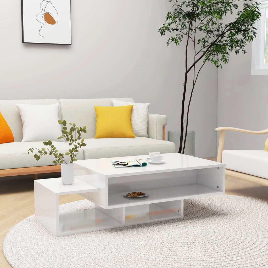 vidaXL VidaXL Coffee Table 105x55x32 cm Smoked Oak Engineered Wood With Three Storage Compartments Living Room And Office - Coffee Table