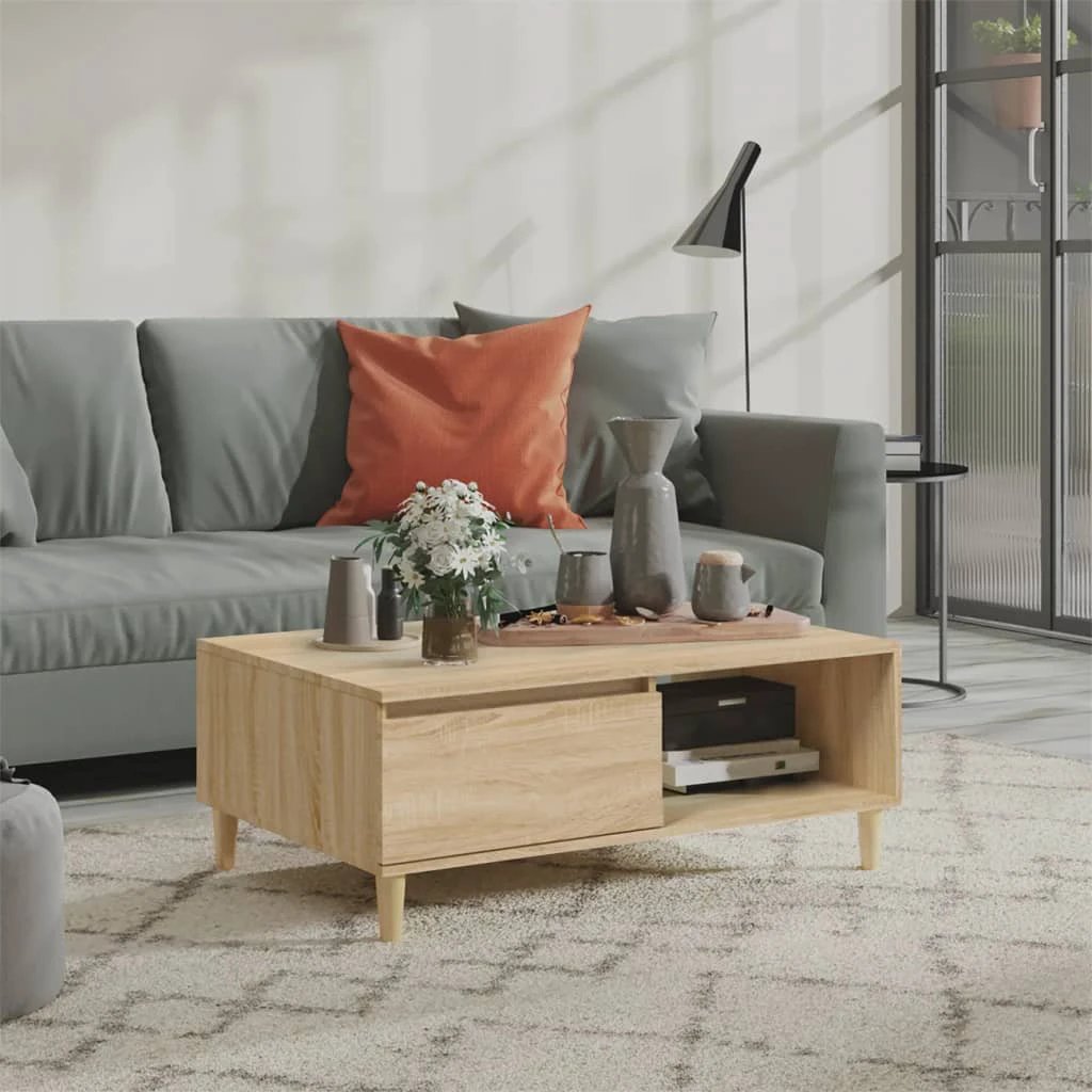 vidaXL Coffee Table 90x60x35 cm Smoked Oak Engineered Wood With Storage Shelf For Living Room by vidaXL