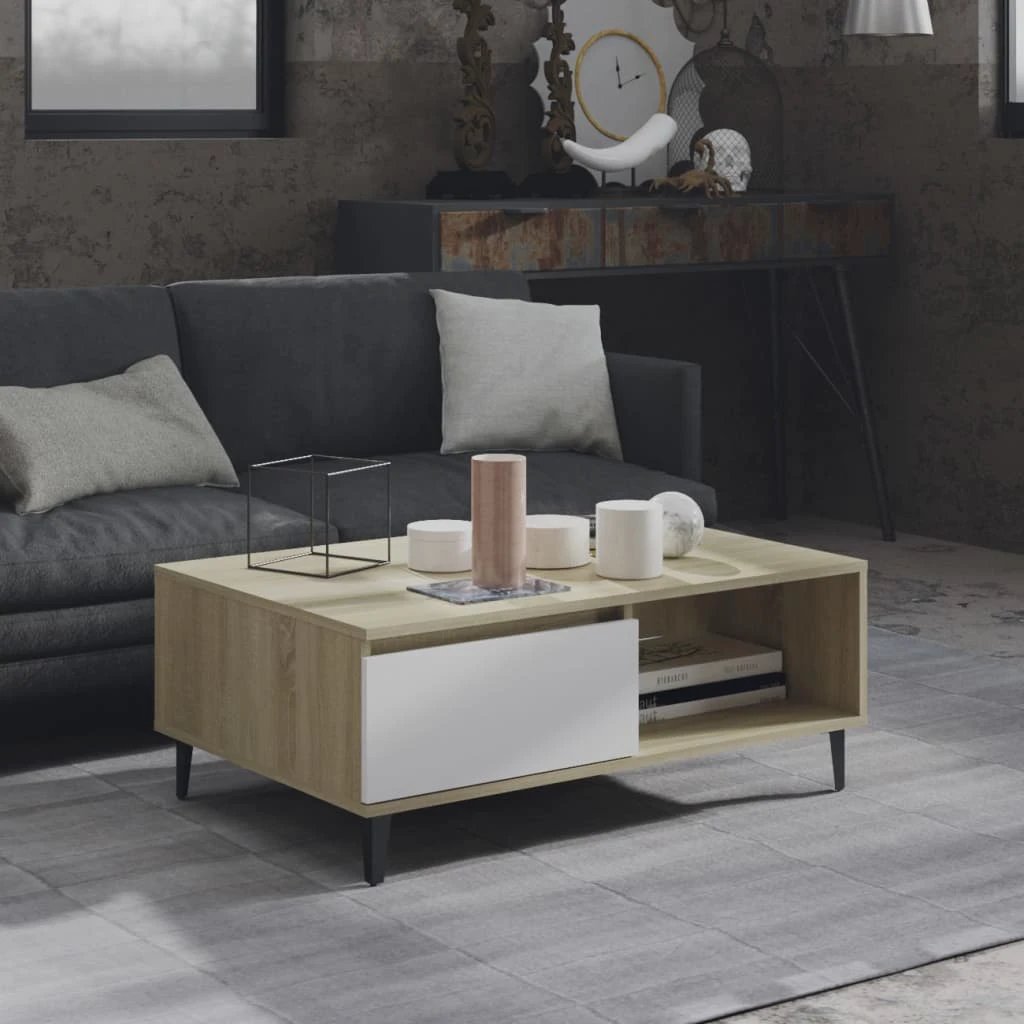 VidaXL Coffee Table 90x60x35 Cm Smoked Oak Engineered Wood For Living Room With Storage Shelf by vidaXL