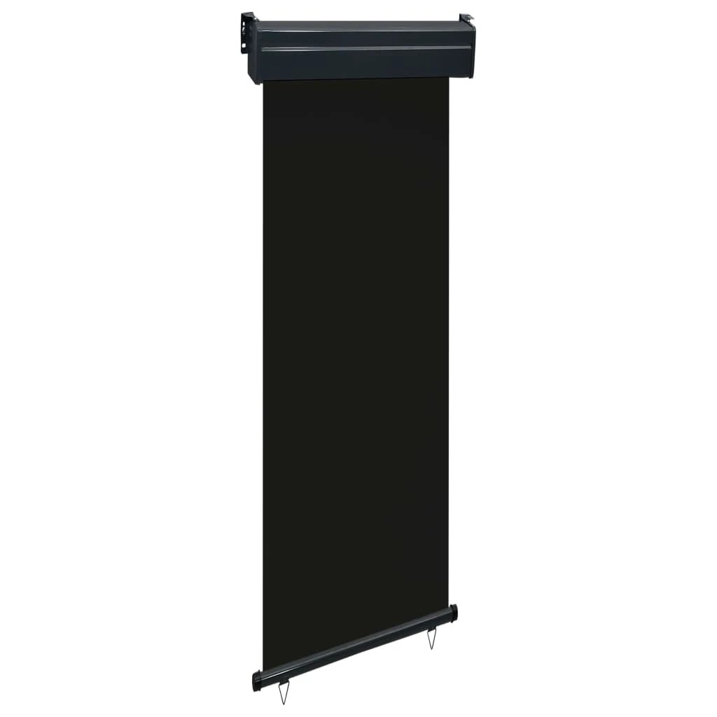 VidaXL Balcony Side Awning 65x250 cm Black UV Resistant Polyester Aluminium Roller Privacy for Balcony by vidaXL