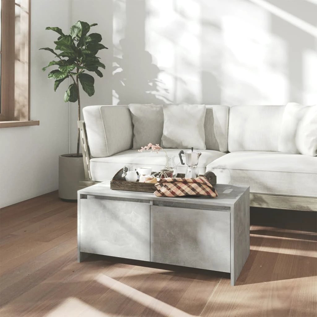 vidaXL VidaXL Coffee Table 90x50x41.5 cm Smoked Oak With Two Drawers Engineered Wood For Living Room - Coffee Table