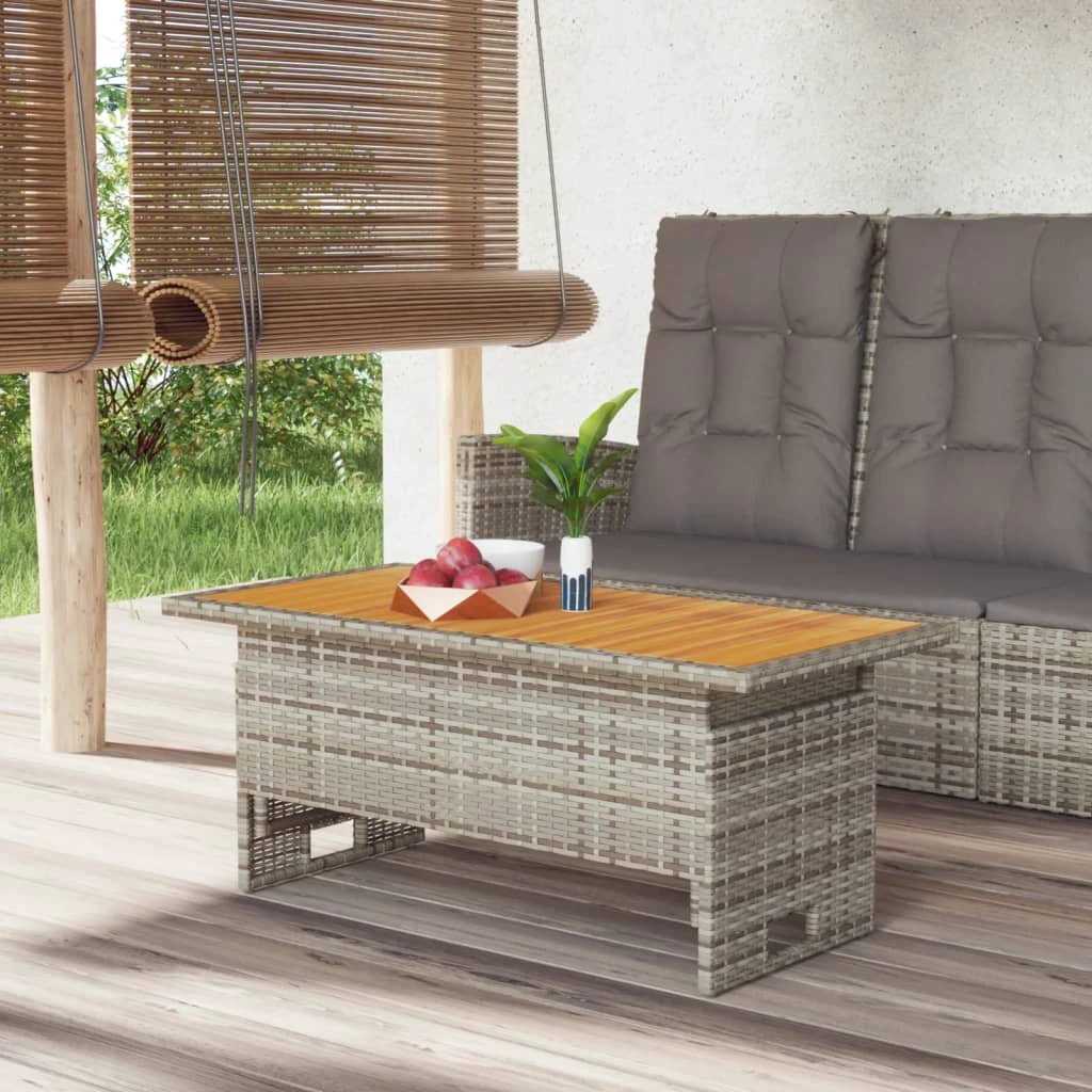 vidaXL Garden Table Black 100x50x43/63 cm Solid Wood Acacia&Poly Rattan by vidaXL