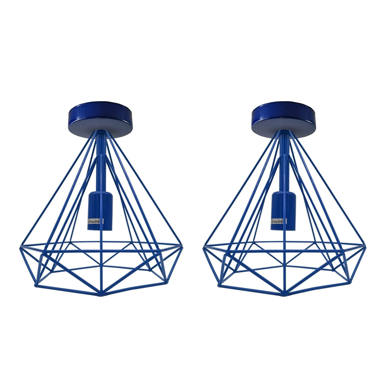 Un-branded Vintage Compact Flush Mount Ceiling Light Fixture 2 Pack Geometric Metal Cage E27 Holder For Hallways - Ceiling Lights