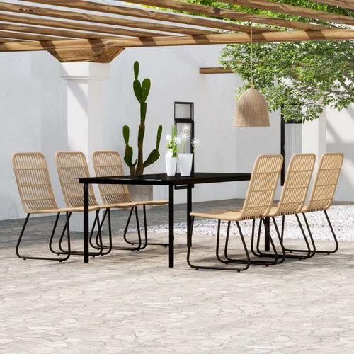 vidaXL vidaXL 3 Piece Garden Dining Set Oak with Sturdy Steel Frame and Easy Clean Glass Top for Outdoor Entertaining - Garden Set