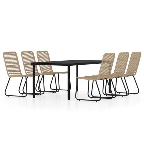 vidaXL vidaXL 3 Piece Garden Dining Set Oak with Sturdy Steel Frame and Easy Clean Glass Top for Outdoor Entertaining - Garden Set
