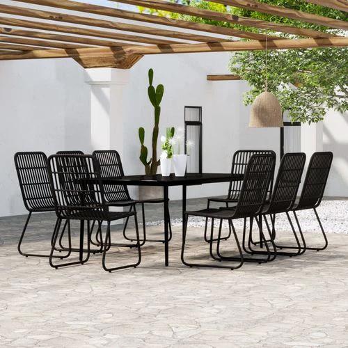vidaXL 3 Piece Garden Dining Set with Sturdy Steel Frame and Easy Clean Glass Top for Outdoor Entertaining by vidaXL
