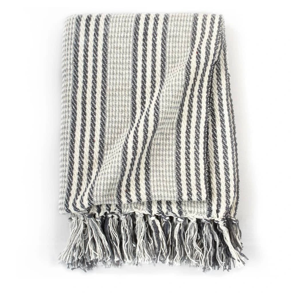vidaXL Cotton Throw Blanket 125x150 cm Grey with Tassels by vidaXL