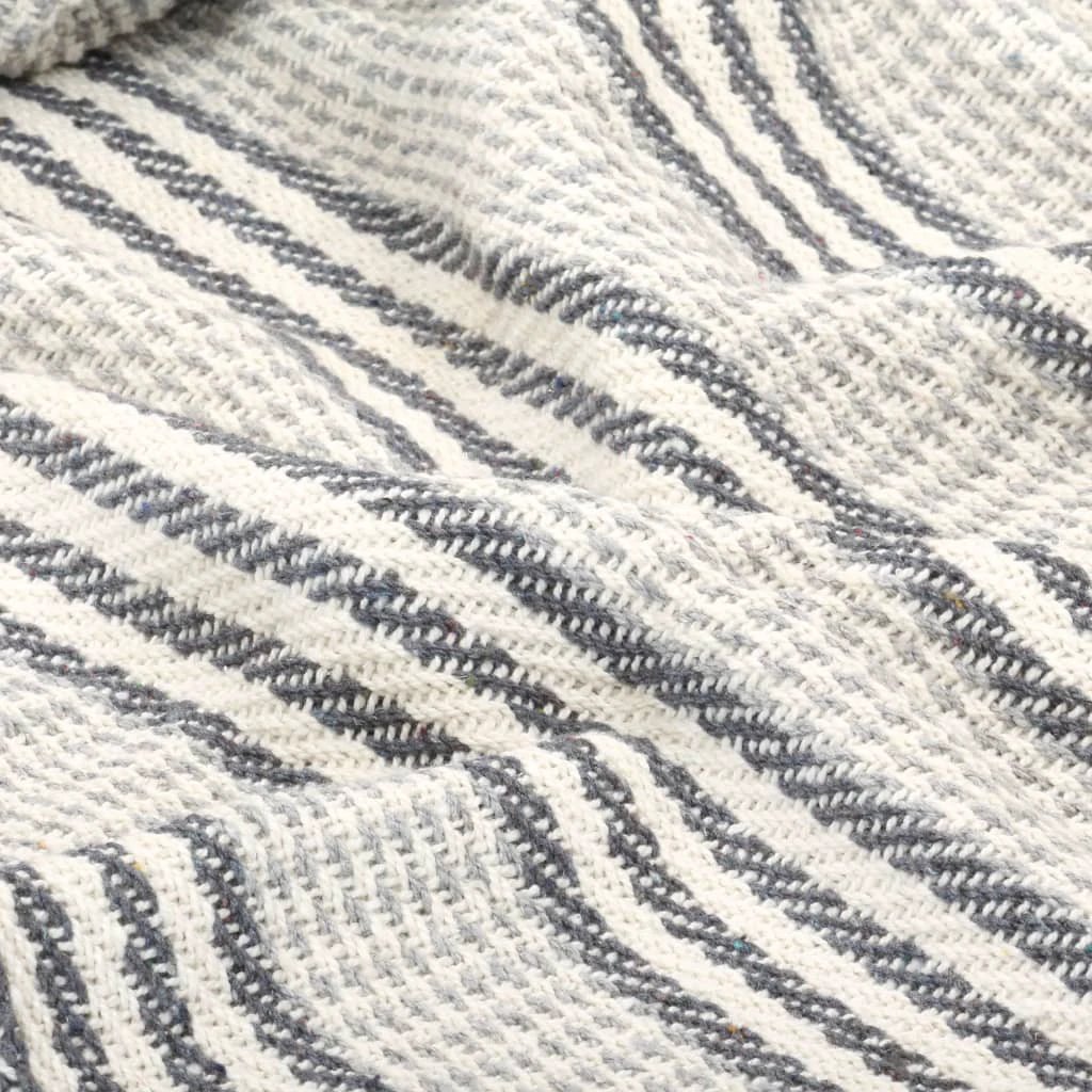 vidaXL Cotton Throw Blanket 125x150 cm Grey with Tassels by vidaXL