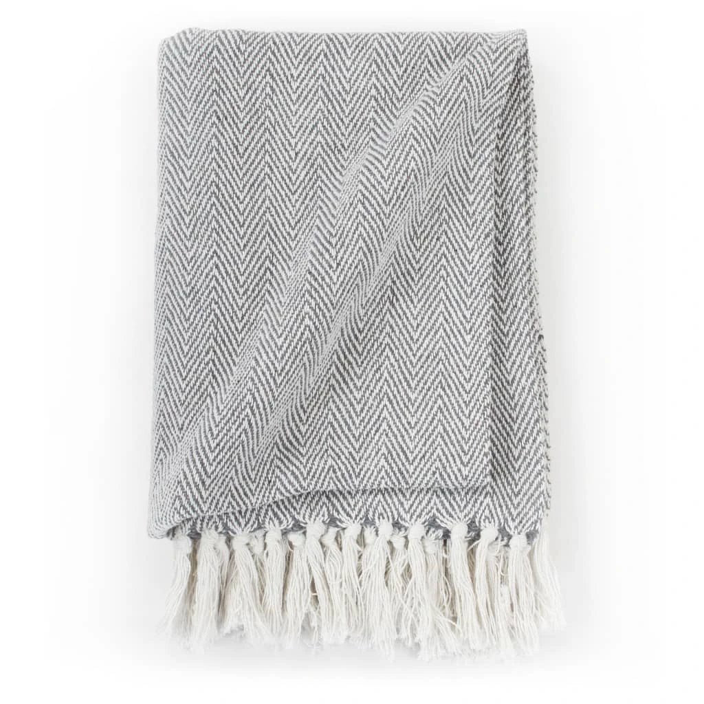 vidaXL vidaXL Cotton Throw Blanket 125x150 cm Grey with Tassels - Blankets Throws