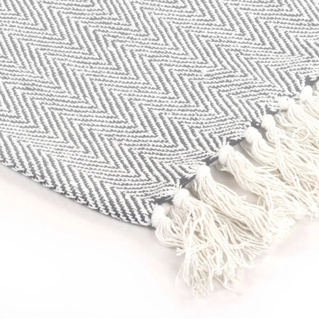 vidaXL vidaXL Cotton Throw Blanket 125x150 cm Grey with Tassels - Blankets Throws