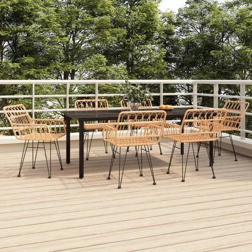 vidaXL vidaXL 7 Piece Garden Dining Set with Weather Resistant Poly Rattan for Outdoor Entertaining - Garden Set