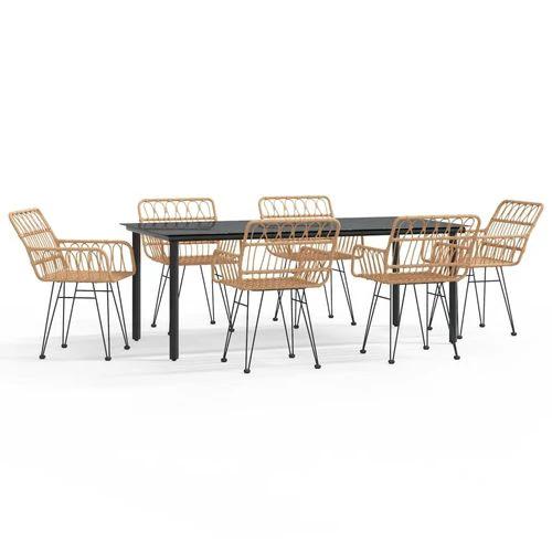 vidaXL vidaXL 7 Piece Garden Dining Set with Weather Resistant Poly Rattan for Outdoor Entertaining - Garden Set