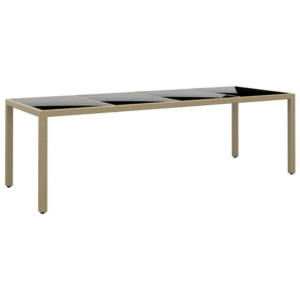 vidaXL Garden Table 250x100x75 cm Tempered Glass and Poly Rattan Black by vidaXL