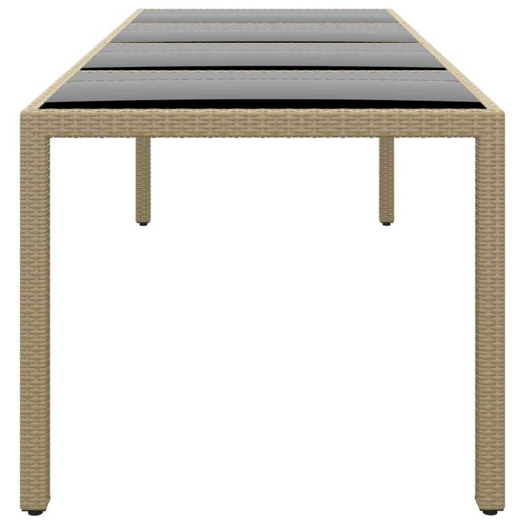 vidaXL Garden Table 250x100x75 cm Tempered Glass and Poly Rattan Black by vidaXL