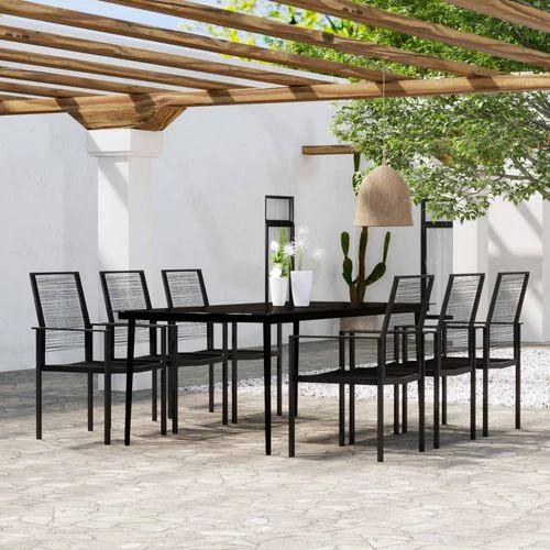 vidaXL vidaXL 3 Piece Garden Dining Set Durable Powder-Coated Steel Frame with Easy-Clean Glass Top for Stylish Outdoor Gatherings - Garden Set