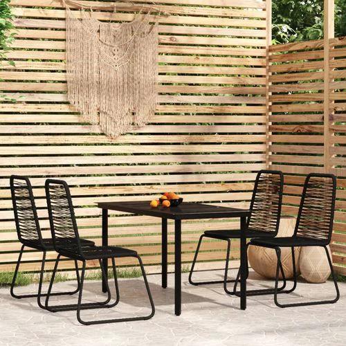 vidaXL 5 Piece Garden Dining Set 160x80x74 cm Weather-Resistant Black Outdoor Furniture for Patio and Backyard by vidaXL