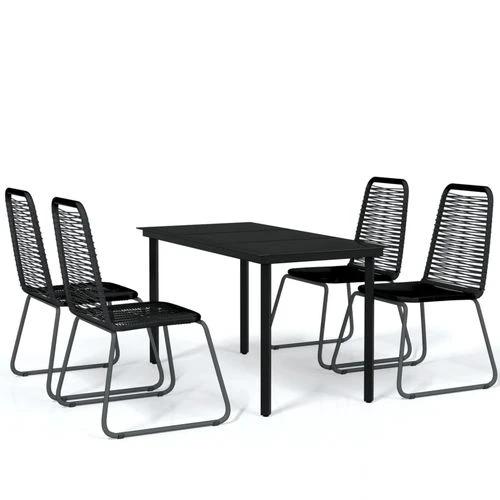 vidaXL 5 Piece Garden Dining Set 160x80x74 cm Weather-Resistant Black Outdoor Furniture for Patio and Backyard by vidaXL