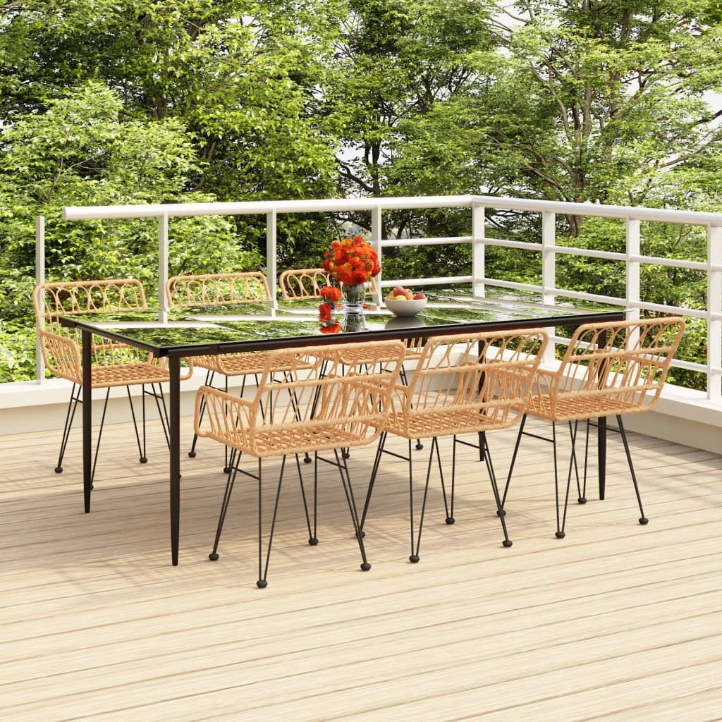 VidaXL Garden Dining Set Poly Rattan 3 Piece Weatherproof by vidaXL