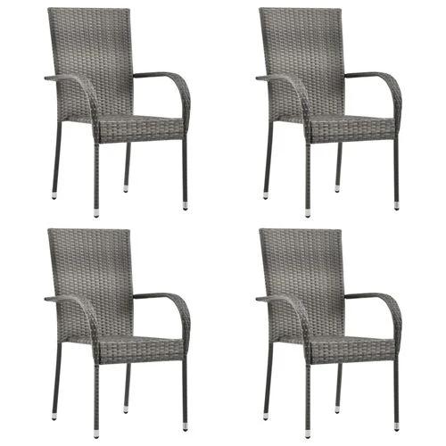 vidaXL 5 Piece Garden Dining Set with Solid Acacia Wood Table and Weather-Resistant Rattan Chairs for Outdoor Entertaining by vidaXL