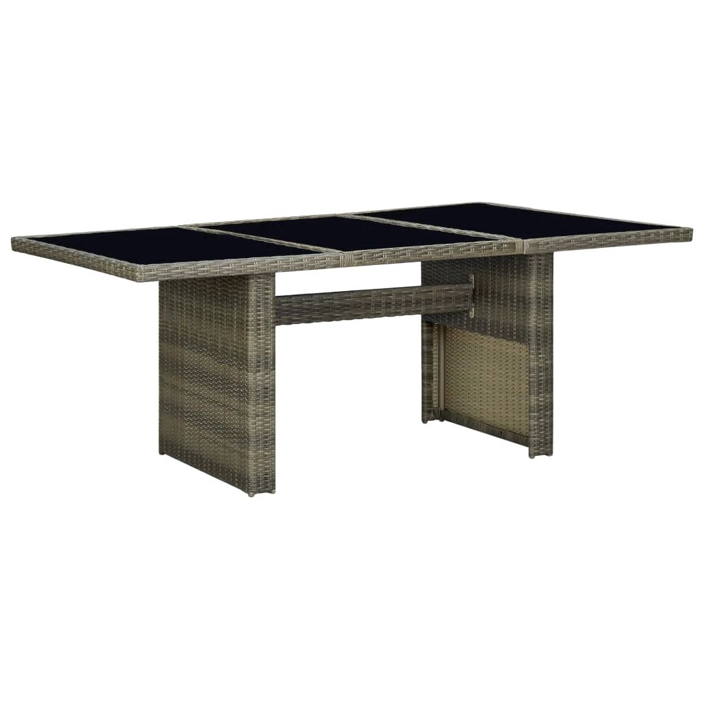 vidaXL vidaXL Garden Table Dark Grey Poly Rattan and Tempered Glass - Uncategorized Garden Table