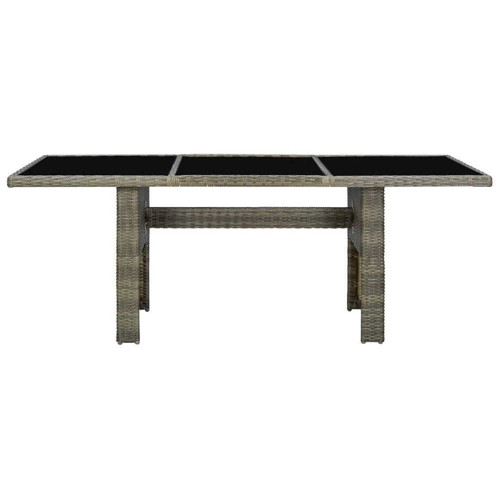 vidaXL vidaXL Garden Table Dark Grey Poly Rattan and Tempered Glass - Uncategorized Garden Table