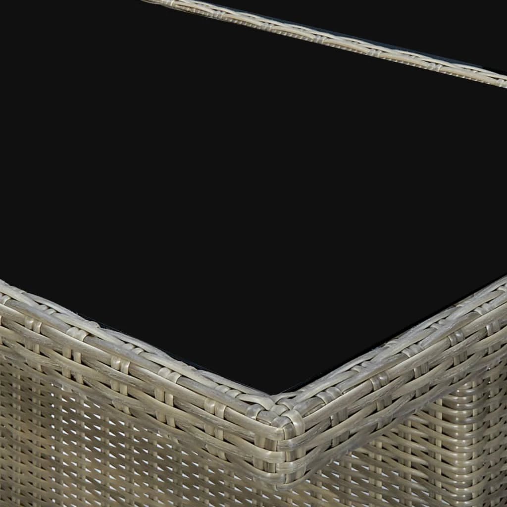 vidaXL vidaXL Garden Table Dark Grey Poly Rattan and Tempered Glass - Uncategorized Garden Table